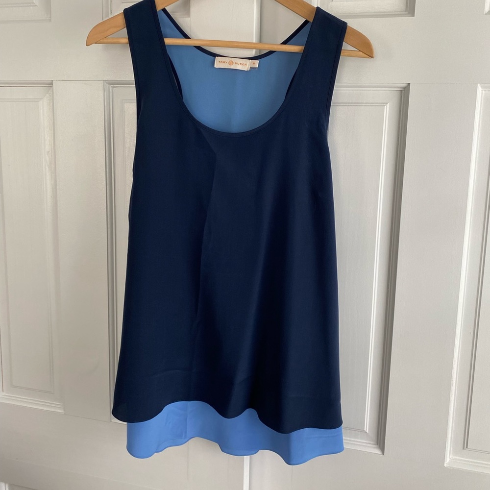 EUC barely worn Tory color block 100% silk shell